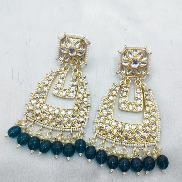 Lucentarts Jewellery Gold Plated Kundan Dangler Earrings