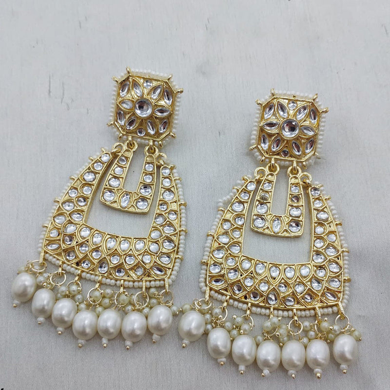 Lucentarts Jewellery Gold Plated Kundan Dangler Earrings