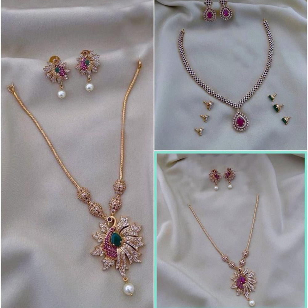 F S Collection Gold Plated Necklace Combo Set