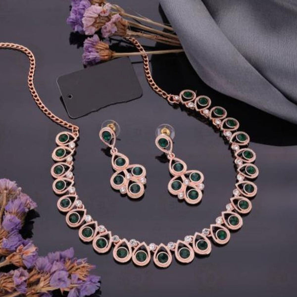 Lucentarts Jewellery Rose Gold Plated Austrian Stone Necklace Set