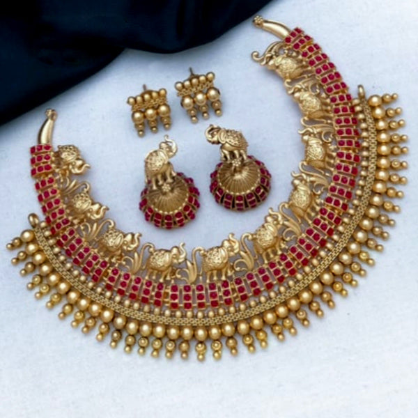 Lucentarts Jewellery Gold Plated Pota Stone Necklace Set