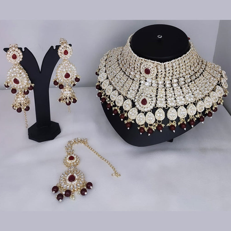 Lucentarts Jewellery Gold Plated Kundan Choker Necklace Set