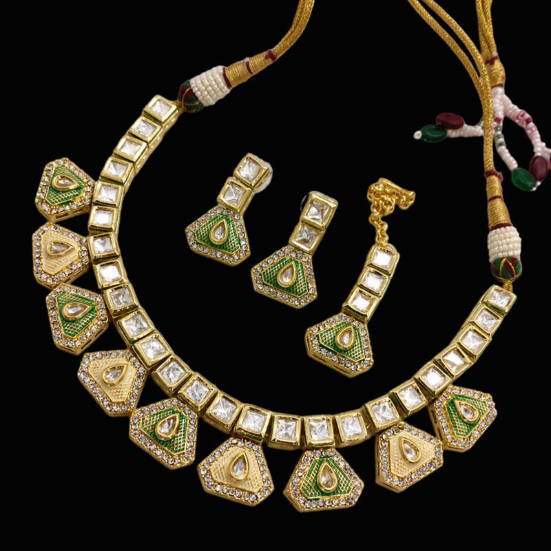 Lucentarts Jewellery Gold Plated Meenakari Necklace Set