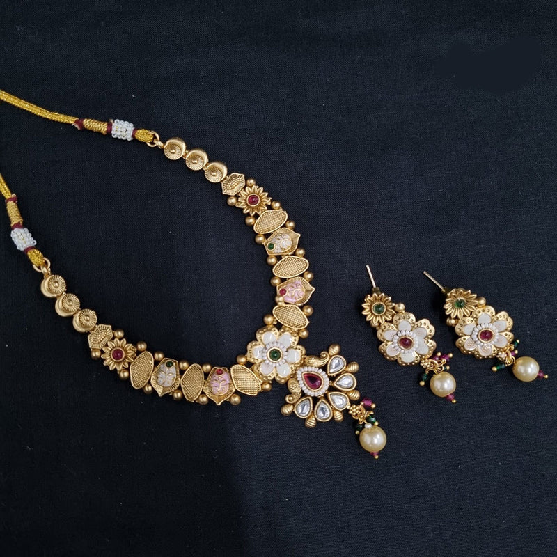 Lucentarts Jewellery Gold Plated  Meenakari Necklace Set