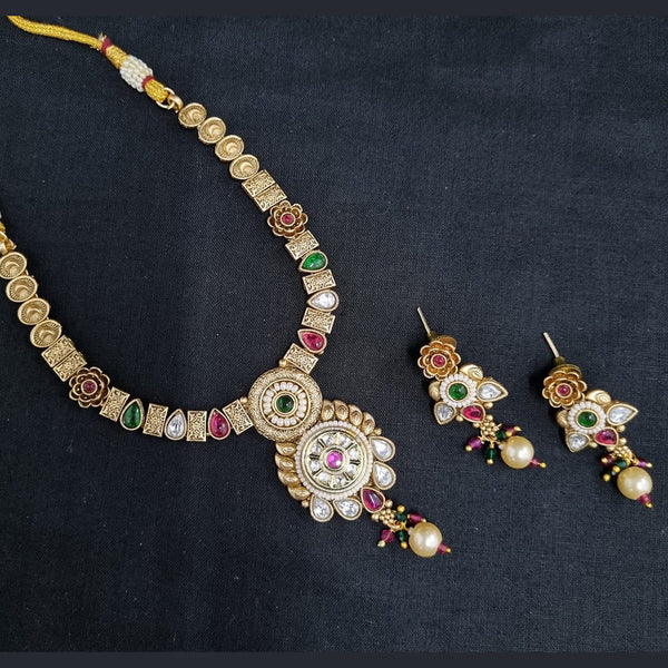 Lucentarts Jewellery Gold Plated  Meenakari Necklace Set