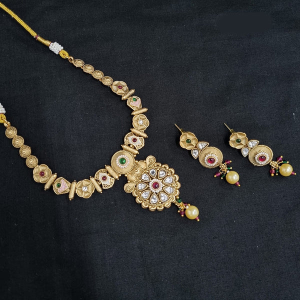 Lucentarts Jewellery Gold Plated  Meenakari Necklace Set