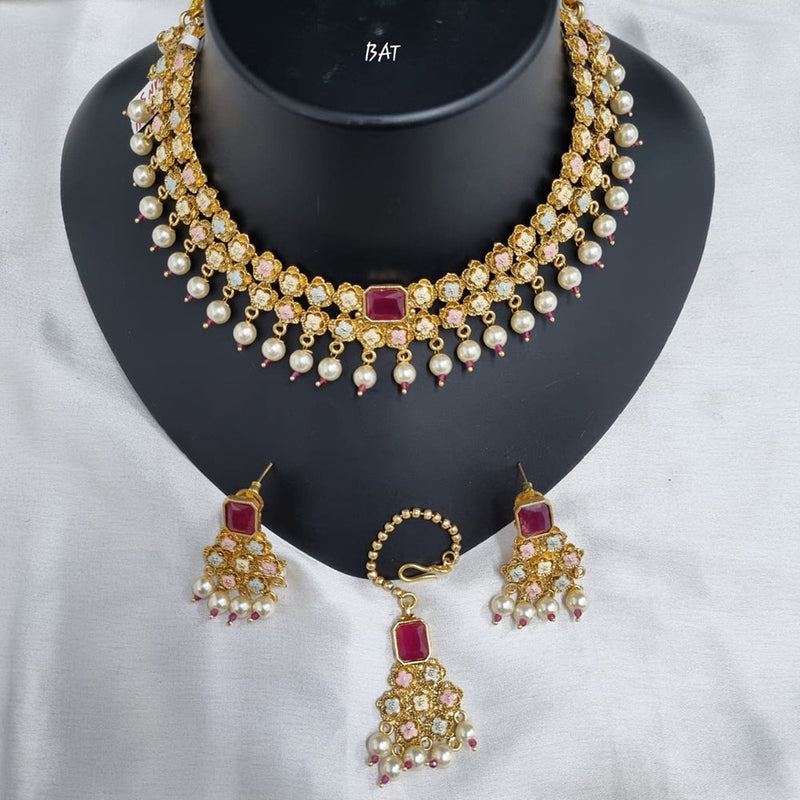 Lucentarts Jewellery Gold Plated Meenakari Necklace Set