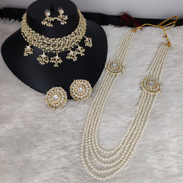 Lucentarts Jewellery Gold Plated Kundan Necklace Combo