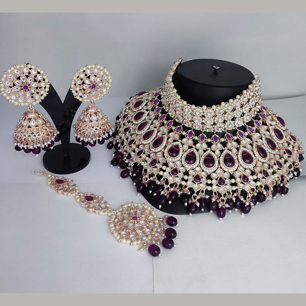 Lucentarts Jewellery Kundan Semi Bridal Necklace Set