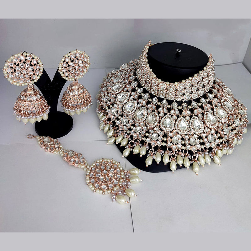 Lucentarts Jewellery Kundan Semi Bridal Necklace Set