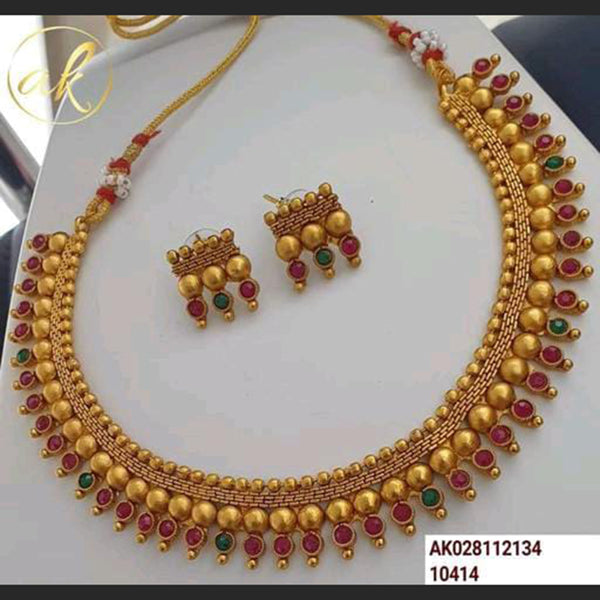 Sai Fashion Gold Plated Pota Stone Necklace Set