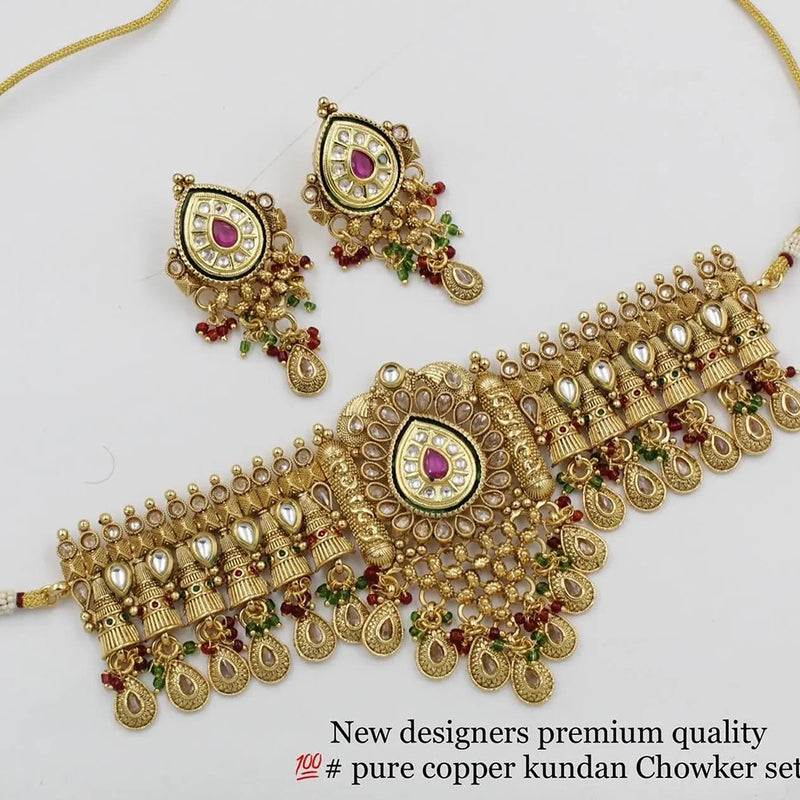 Sai Fashion Copper Kundan Stone Necklace Set