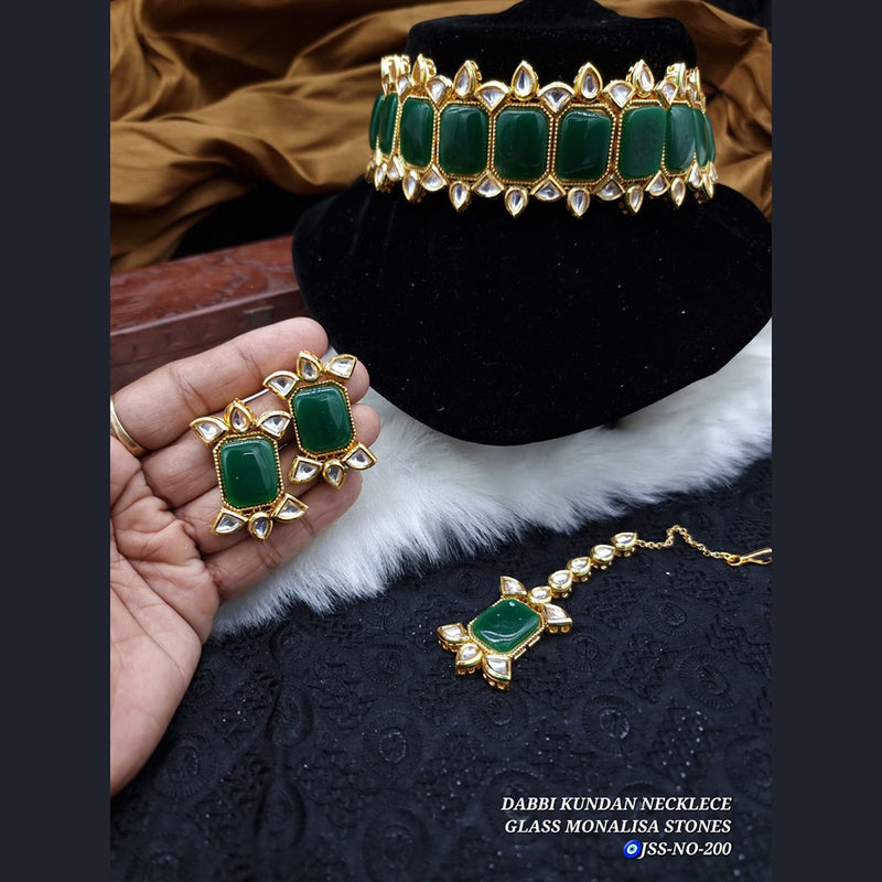 Sai Fashion Gold Plated Monalisa & Kundan Choker Necklace Set
