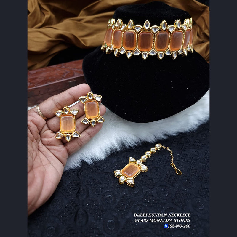 Sai Fashion Gold Plated Monalisa & Kundan Choker Necklace Set
