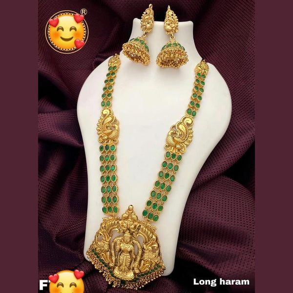 Sai Fashion Gold Plated Pota Stone Long Haram Necklace Set