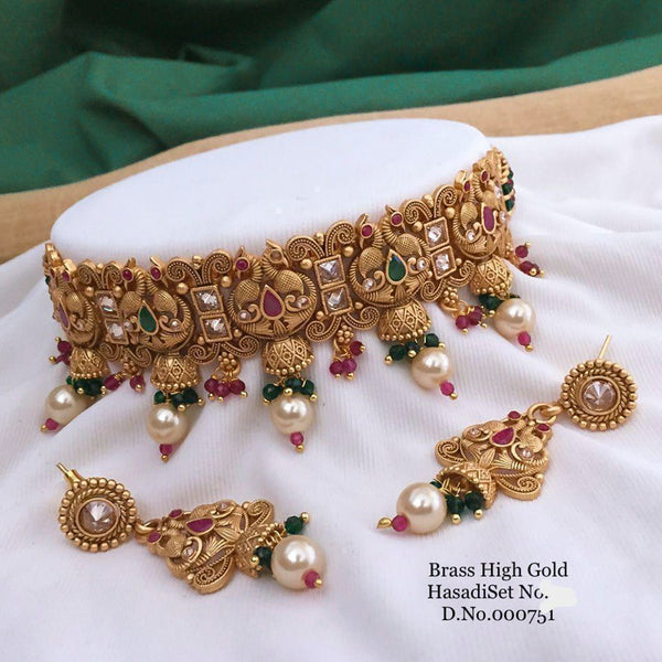 Sai Fashion Gold Plated Kundan Choker Necklace Set