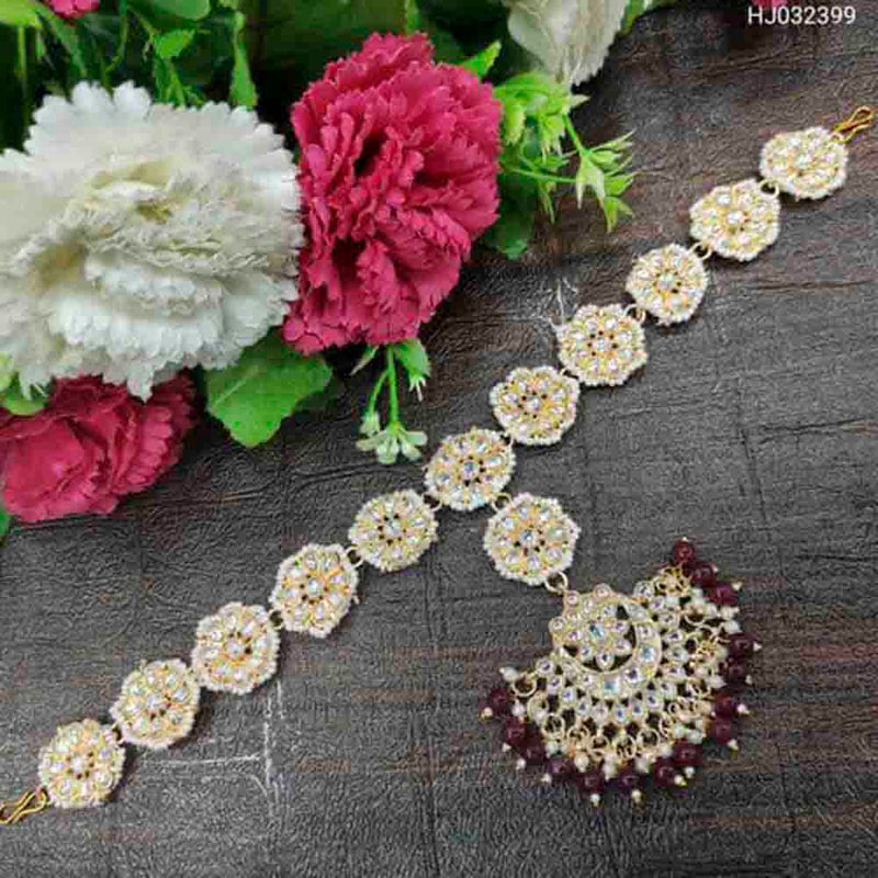 Sai Fashion Kundan & Pearl  Sheeshphool / Headband For Women