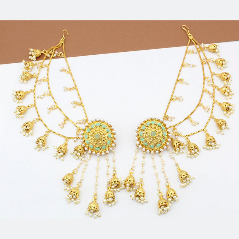 Sai Fashion Gold Plated Pearl And Kundan Kanchain Jhumki Earrings