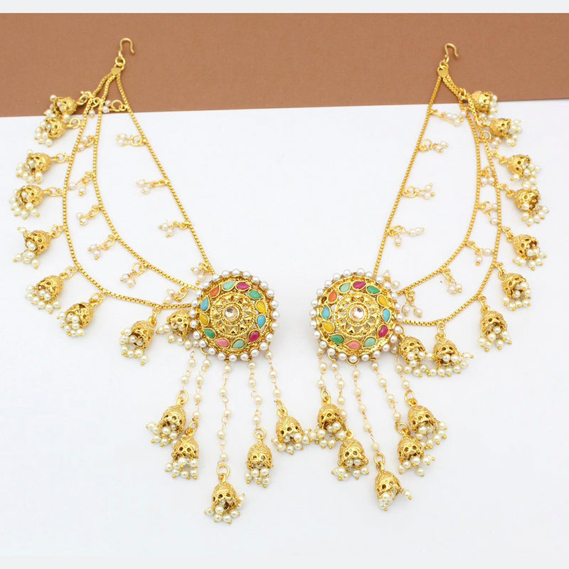 Sai Fashion Gold Plated Pearl And Kundan Kanchain Jhumki Earrings