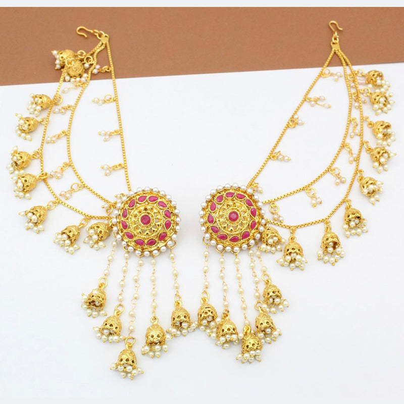 Sai Fashion Gold Plated Pearl And Kundan Kanchain Jhumki Earrings