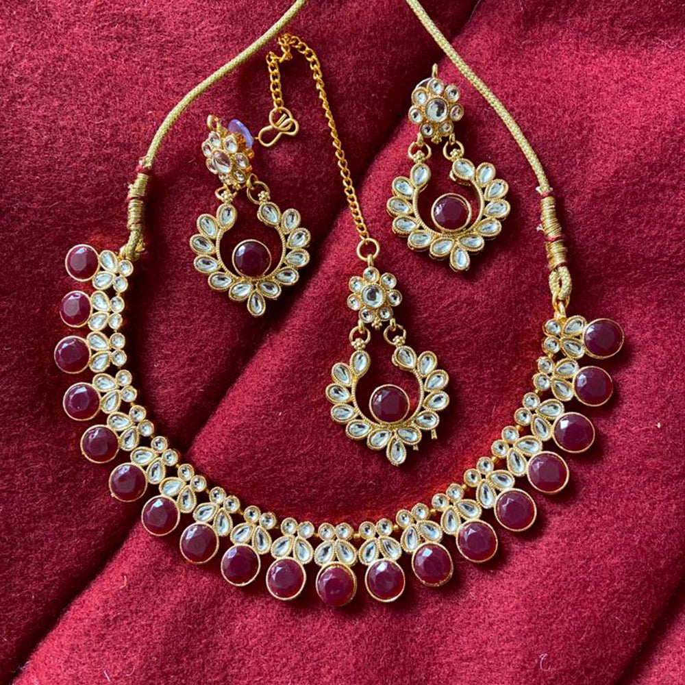 Sai Fashion Gold Plated Kundan Stone Choker Necklace Set