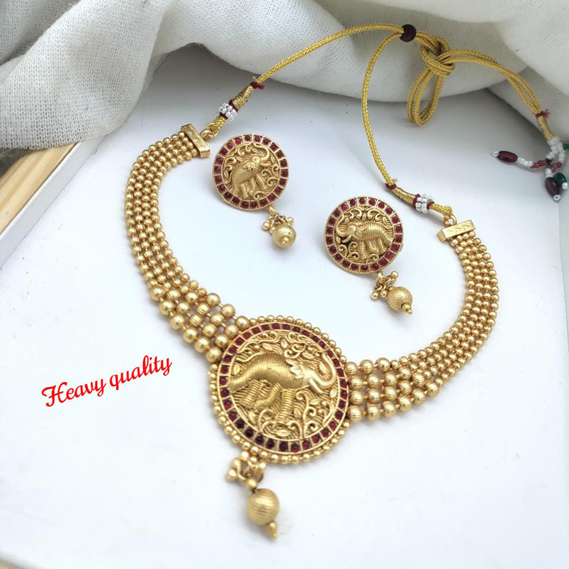 Sai Fashion Gold Plated Pota Stone Necklace Set