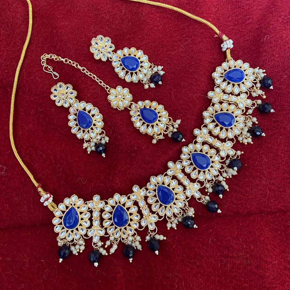 Sai Fashion Gold Plated Kundan Stone Necklace Set
