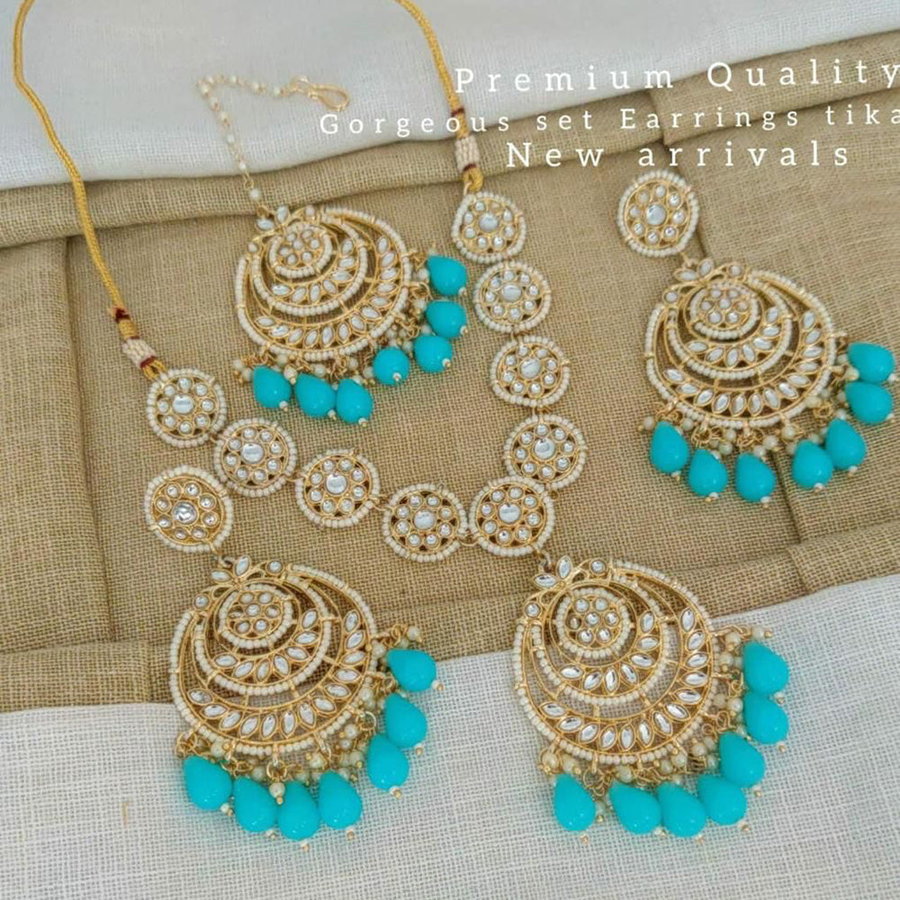 Sai Fashion Gold Plated Kundan Stone Necklace Set