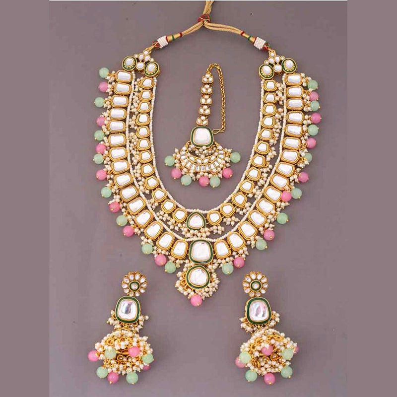 Sai Fashion Gold Plated Kundan Stone Necklace Set