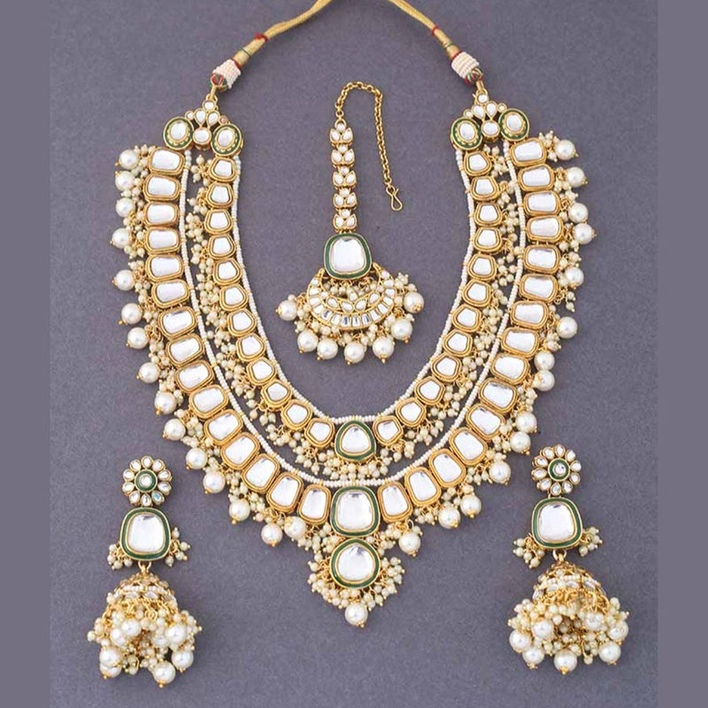 Sai Fashion Gold Plated Kundan Stone Necklace Set