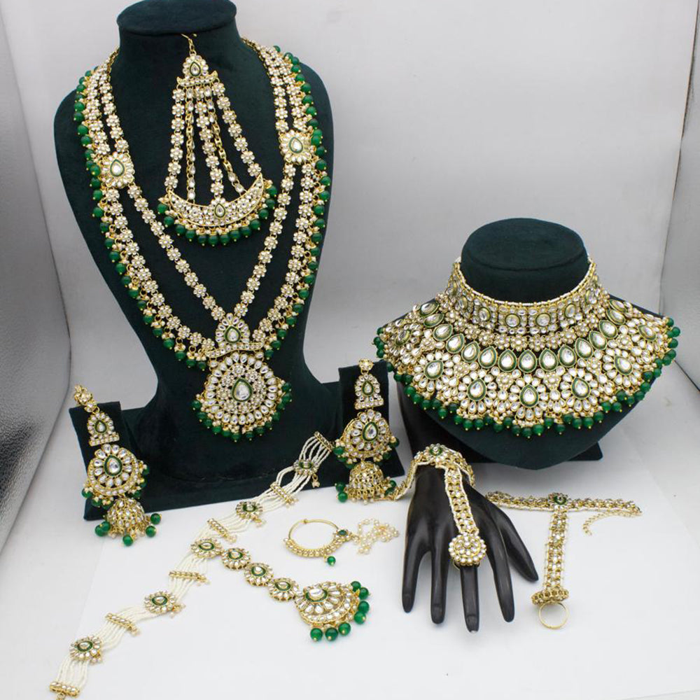 Sai Fashion Gold Plated Kundan And Beads Bridal Set