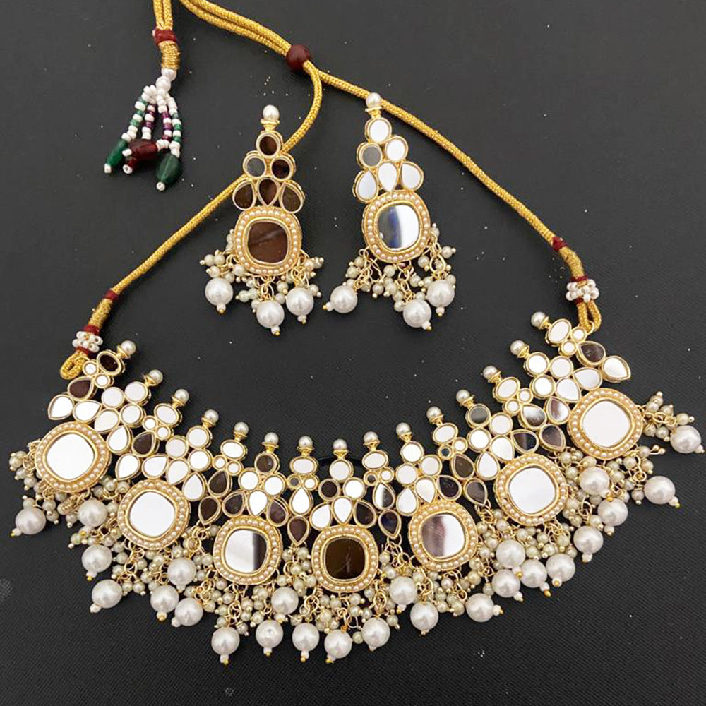 Sai Fashion Gold Plated Beads Mirror Necklace Set