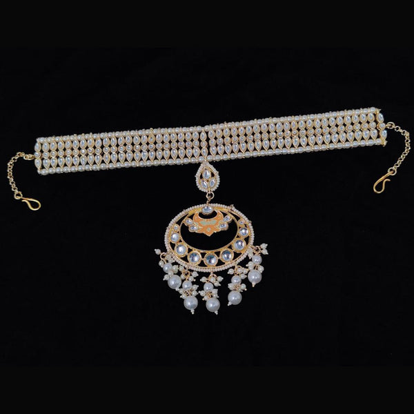 Vaamika Gold Plated Kundan Stone Sheeshphool / Maang Tikka / Headband Hair Accessories For Women