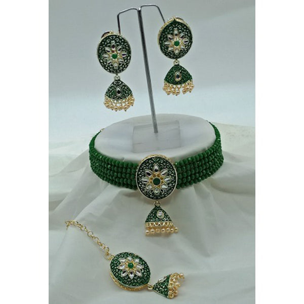 Vaamika Gold Plated Crystal Jhumki Choker Necklace Set