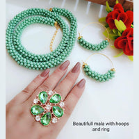 Gold Plated Pearl Necklace Set With Ring