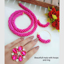 Gold Plated Pearl Necklace Set With Ring