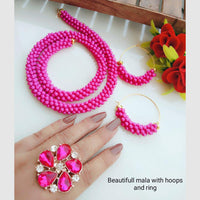 Gold Plated Pearl Necklace Set With Ring