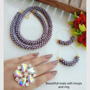 Gold Plated Pearl Necklace Set With Ring