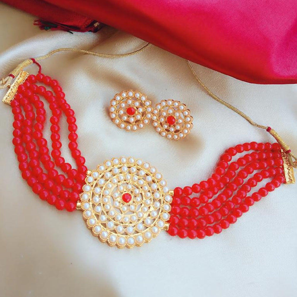 Vaamika Pearl And Beads Choker Necklace Set