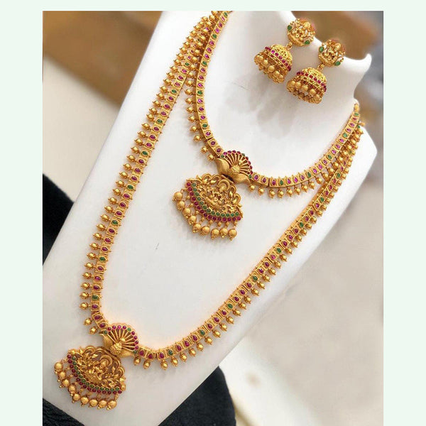 Vaamika Gold Plated Temple Double Necklace Set