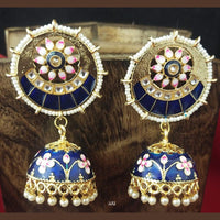Shagna Gold Plated Meenakari & Kundan Jhumki Earrings