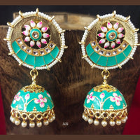 Shagna Gold Plated Meenakari & Kundan Jhumki Earrings