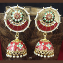 Shagna Gold Plated Meenakari & Kundan Jhumki Earrings