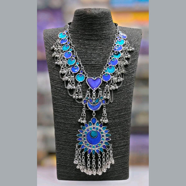 Bhavi Jewels Oxidised Plated Meenakari Necklace Set