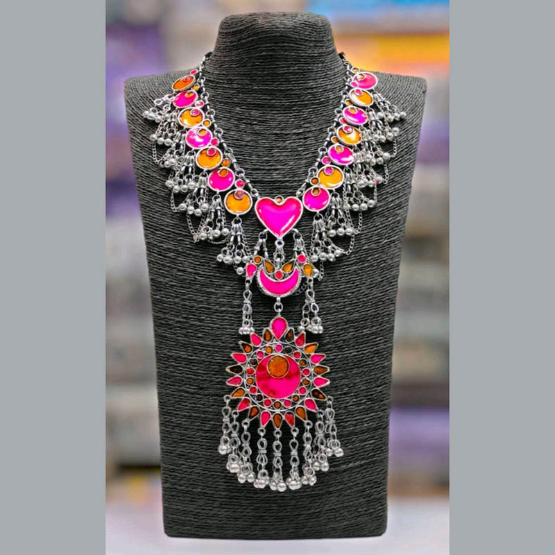 Bhavi Jewels Oxidised Plated Meenakari Necklace Set