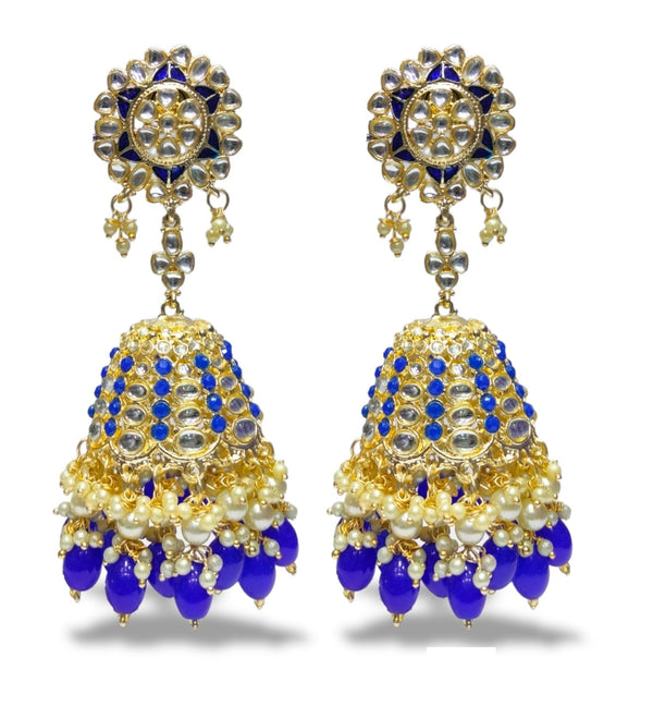 Blythediva Gold Plated Kundan Jhumkis Earrings