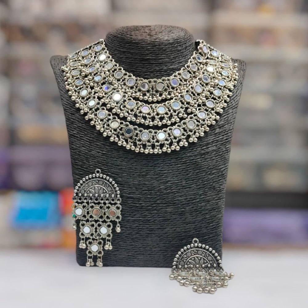 Blythediva Silver Plated Beads & Mirror Necklace Set