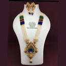 H K Fashion Antique Gold Plated Crystal Stone Long Haram Necklace Set