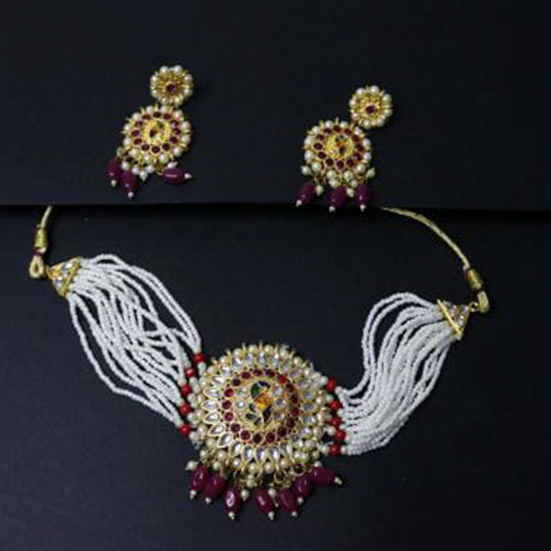 H K Fashion Kundan Stone Choker Necklace Set