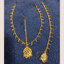 H K Fashion Gold Plated Maangtikka & Nose Ring